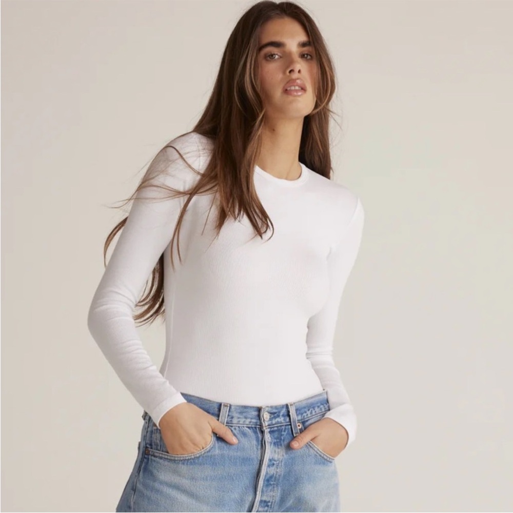 Clique Tiana Long-Sleeve Ribbed Bodysuit White XS